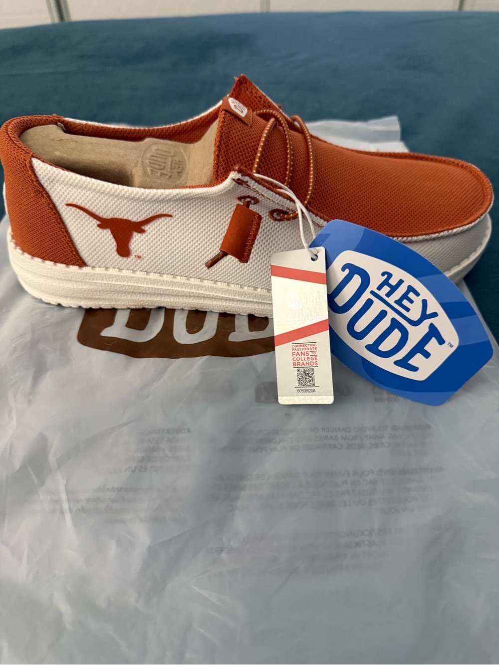 Hey Dude Unisex Slip-On Loafers - White & Burnt Orange